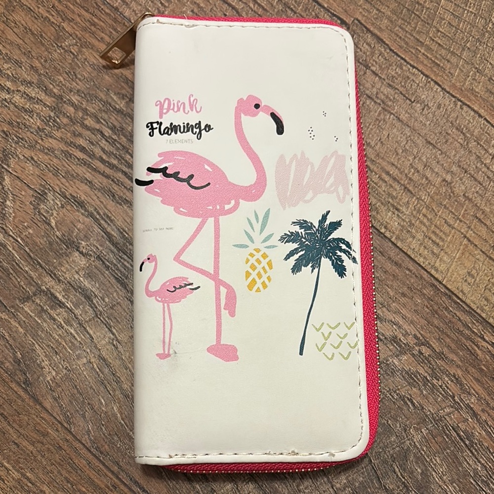 Element Flamingo and Palm Wallet with Pink Accents